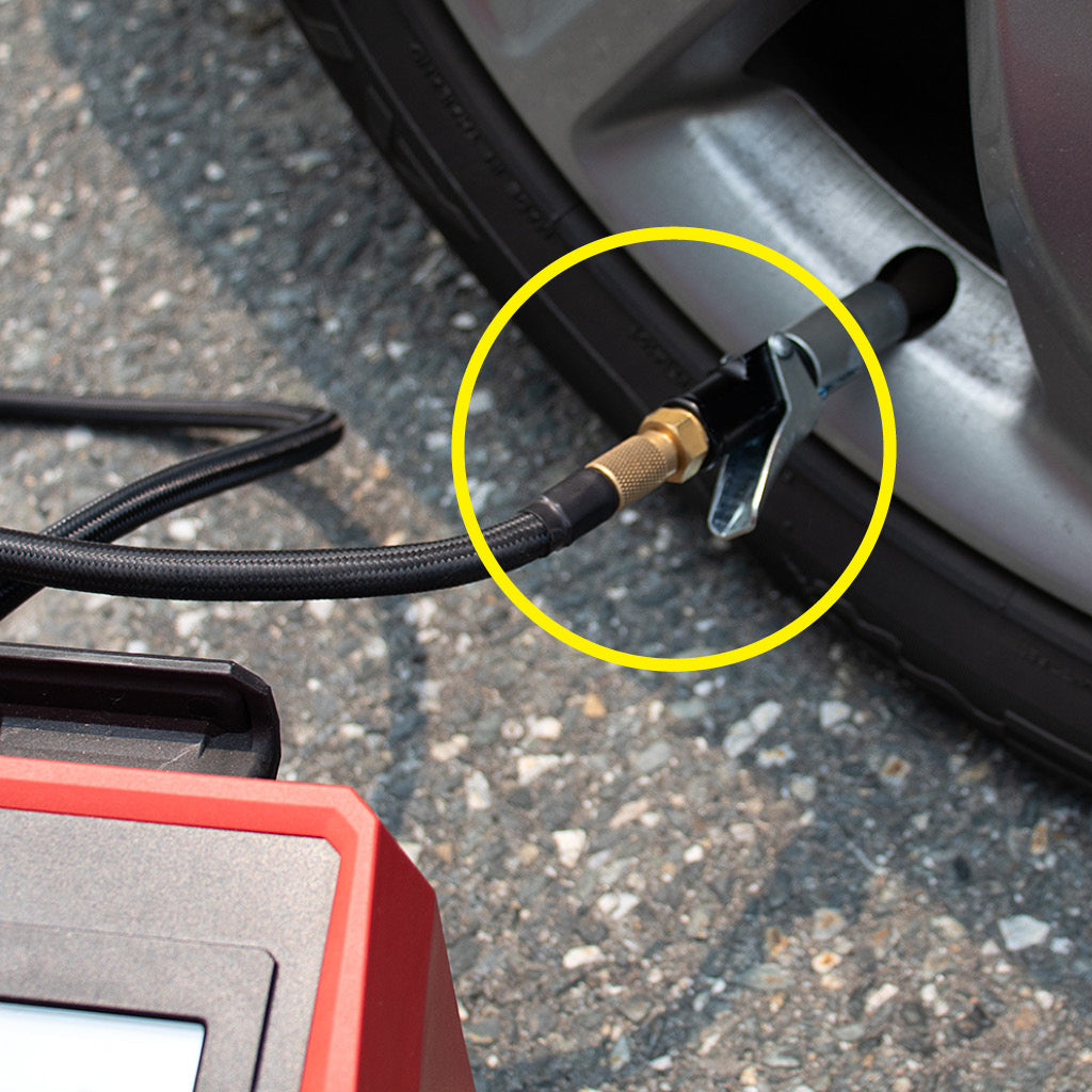 LockNFlate® New Zealand Tyre Inflator Adapter real working image with Air Chuck