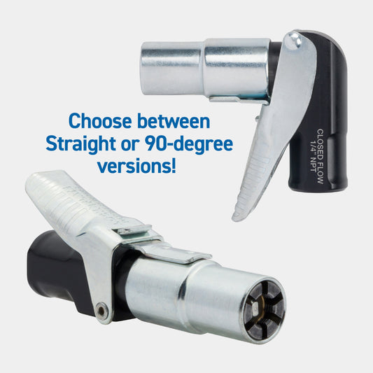 LockNFlate® New Zealand Air Chuck has straight and 90 degree variants.