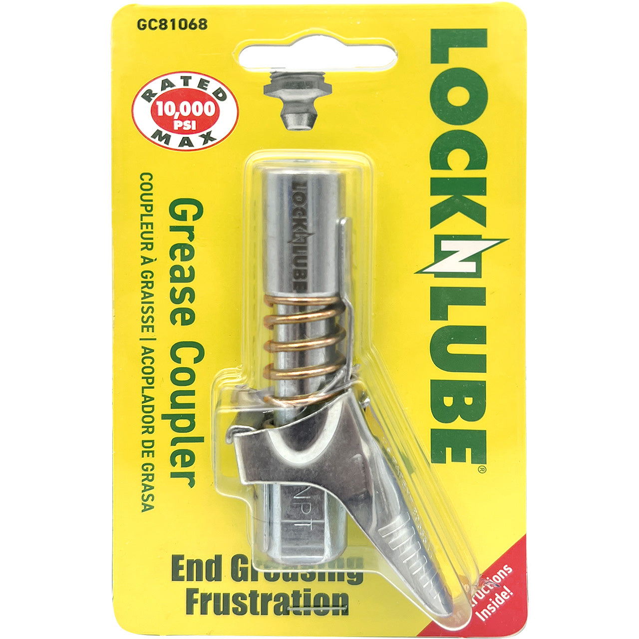 End greasing frustration with LockNLube New Zealand Grease Coupler rated 10000 PSI Max