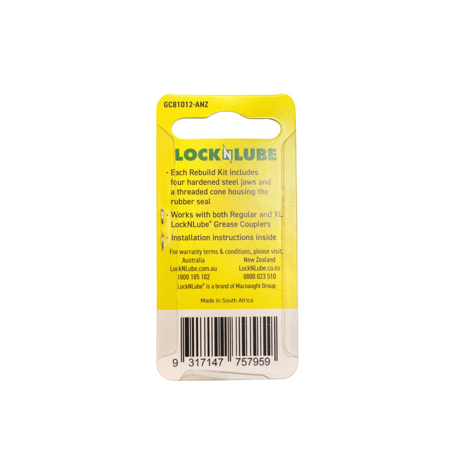 LockNLube New Zealand Grease Coupler Rebuild Kit back side cover image 