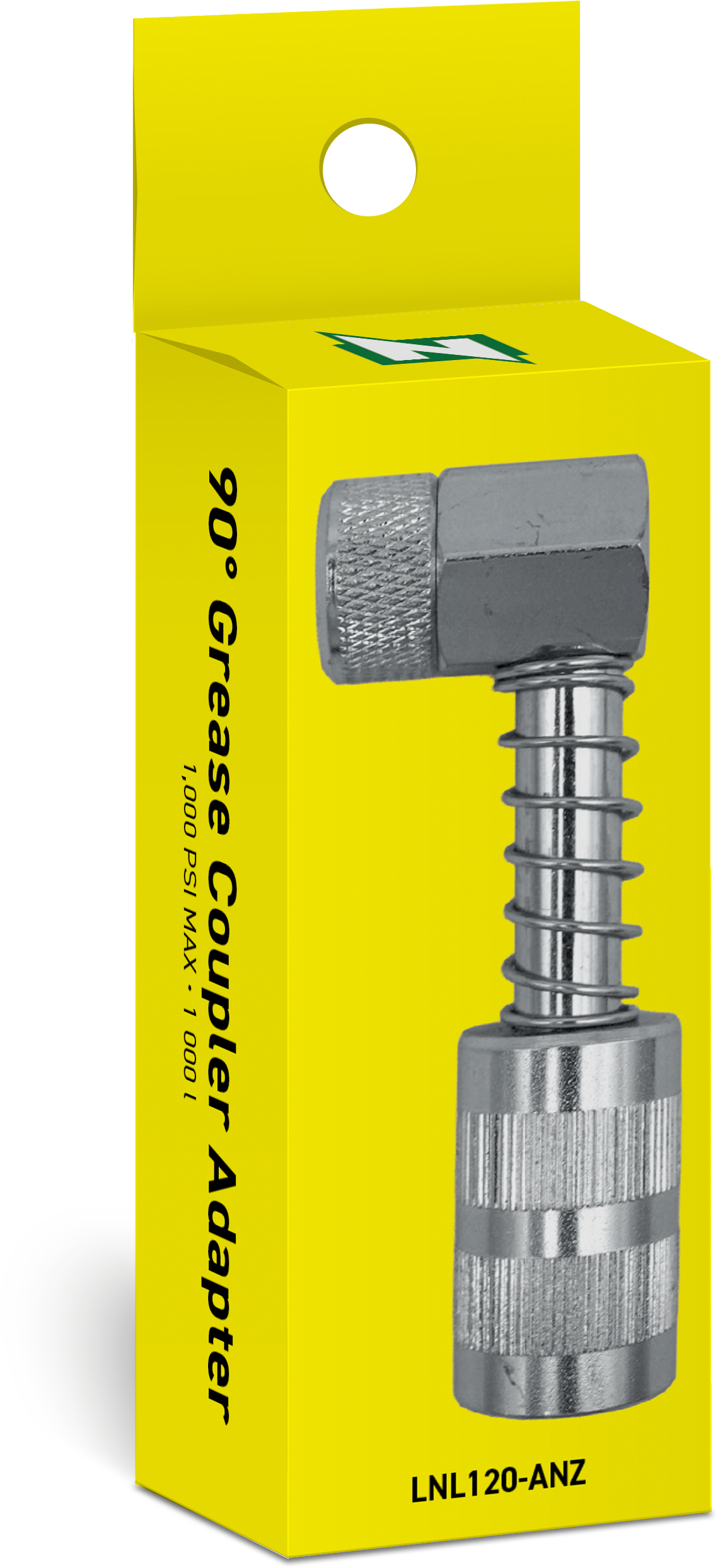 LockNLube® New Zealand 90° Grease Coupler Adapter in box image