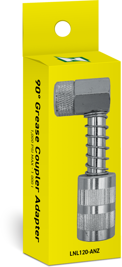 LockNLube® New Zealand 90° Grease Coupler Adapter in box image