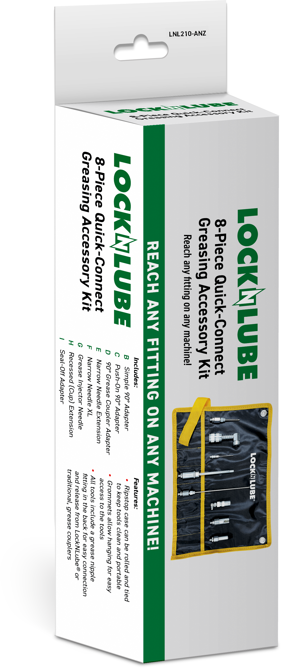 LockNLube® New Zealand 8-Piece Quick-Connect Accessory Kit outer box image
