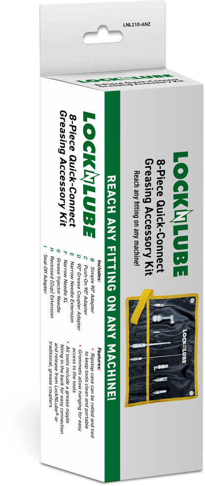 LockNLube® New Zealand 8-Piece Quick-Connect Accessory Kit outer box image