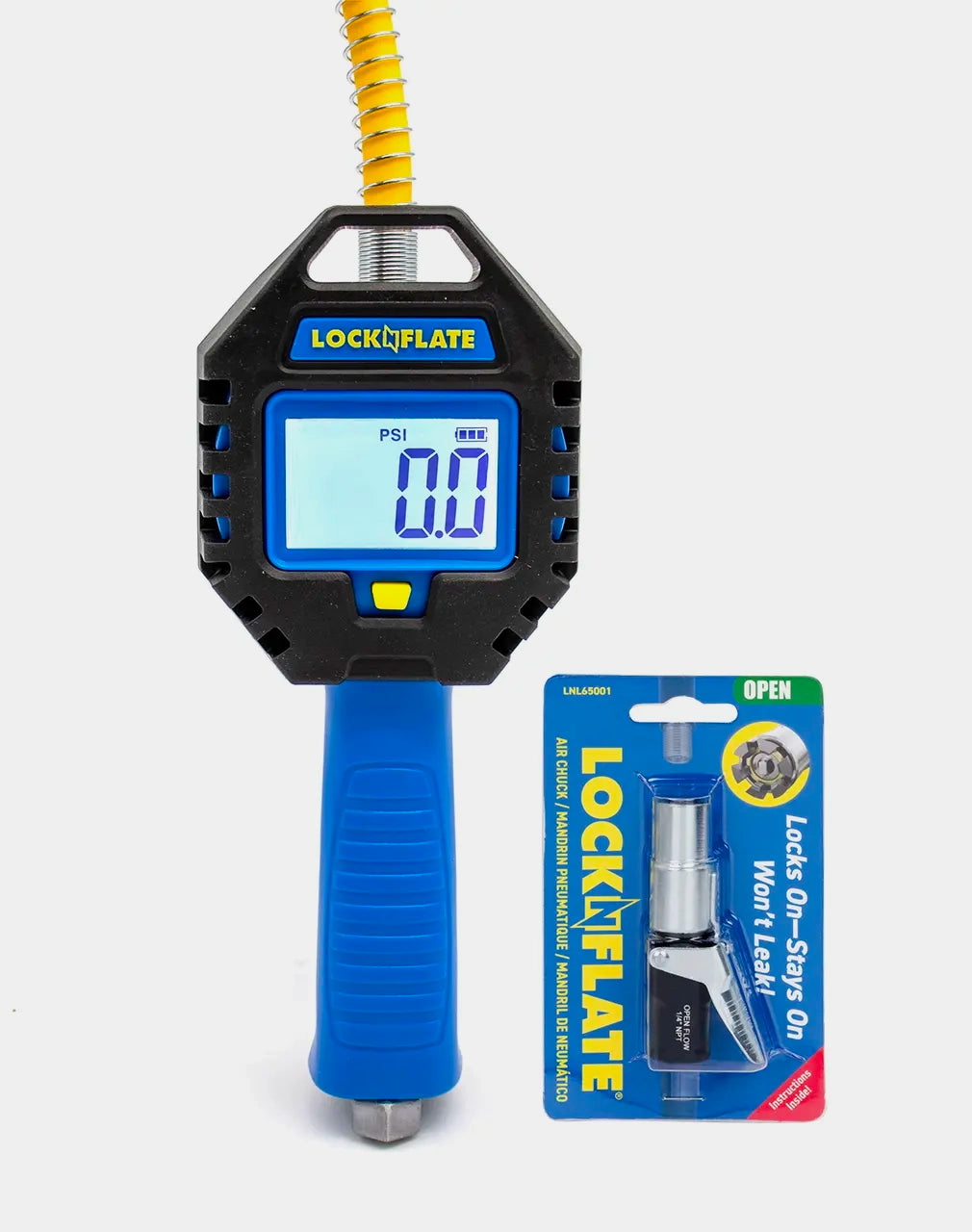 Locknflate digital tire pressure gauge with LockNFlate® Locking Air Chuck product image