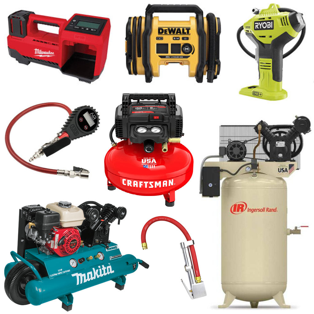 various kinds of air inflators in one image