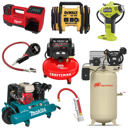 various kinds of air inflators in one image