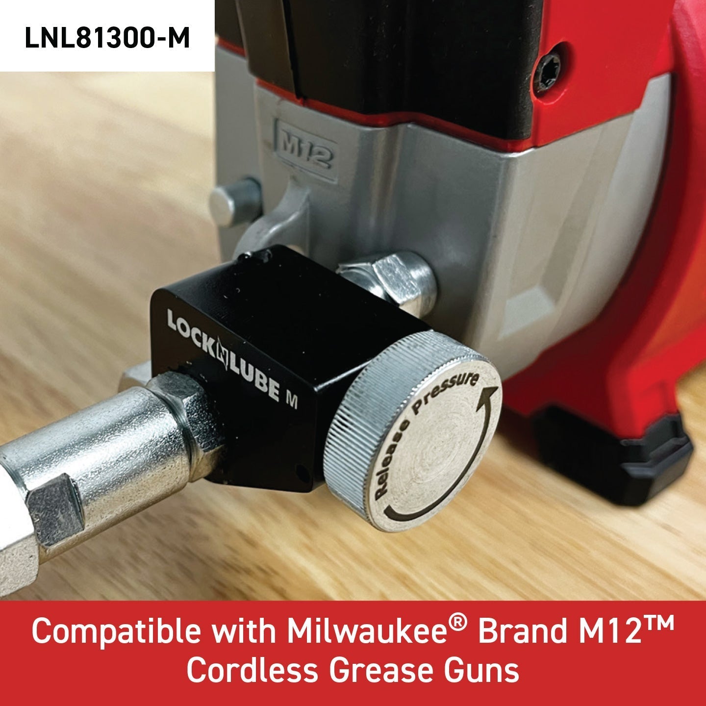LockNLube New Zealand Pressure Return Valve (PRV) is compatible with Milwaukee Brand M12 Cordless Grease Guns