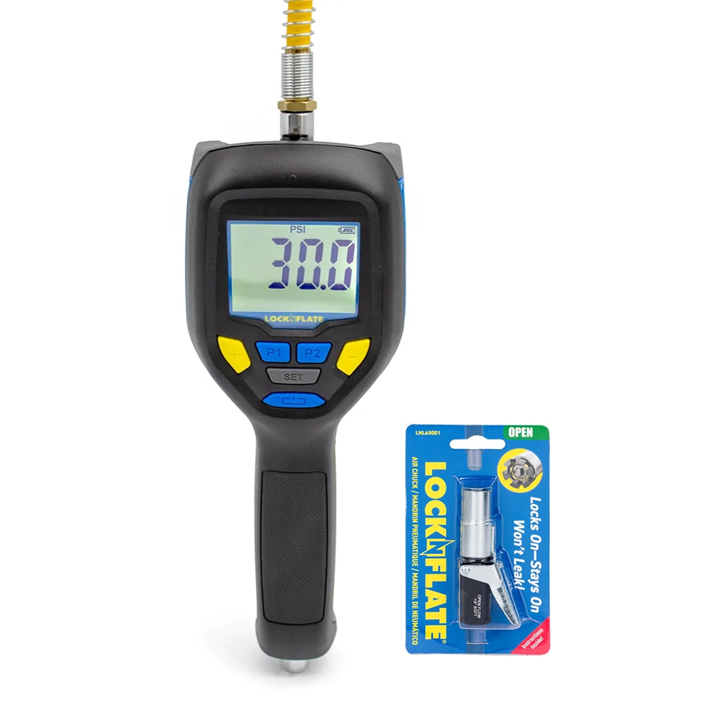 LockNFlate PRO Pre-Set Digital Tyre Inflator Gauge with LockNFlate® Locking Air Chuck
