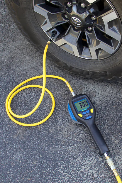 LockNFlate PRO Pre-Set Digital Tyre Inflator Gauge in action 
